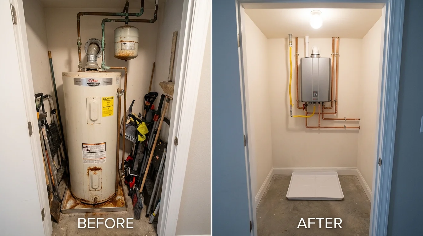Tank water heater versus wall-mounted tankless unit comparison for Sparks, GA homeowners